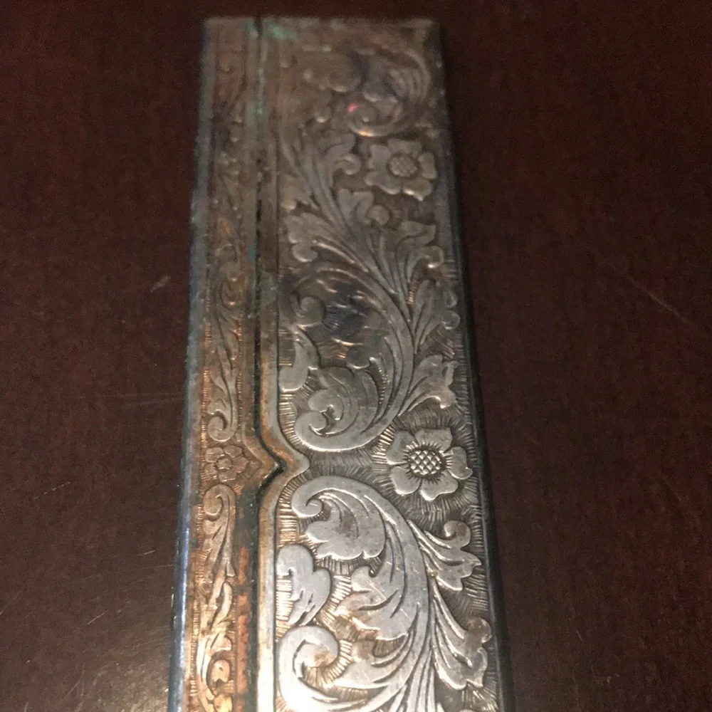 Antique silver small mirror and comb set